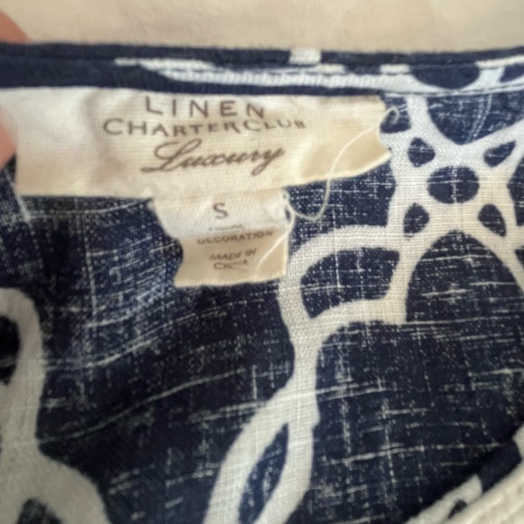 Charter Club Navy and White Tunic Top - Picture 4 of 6